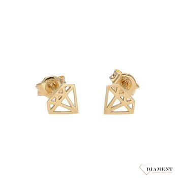 Złote kolczyki na wkrętki 585 diamencik KL 6239 585.jpg